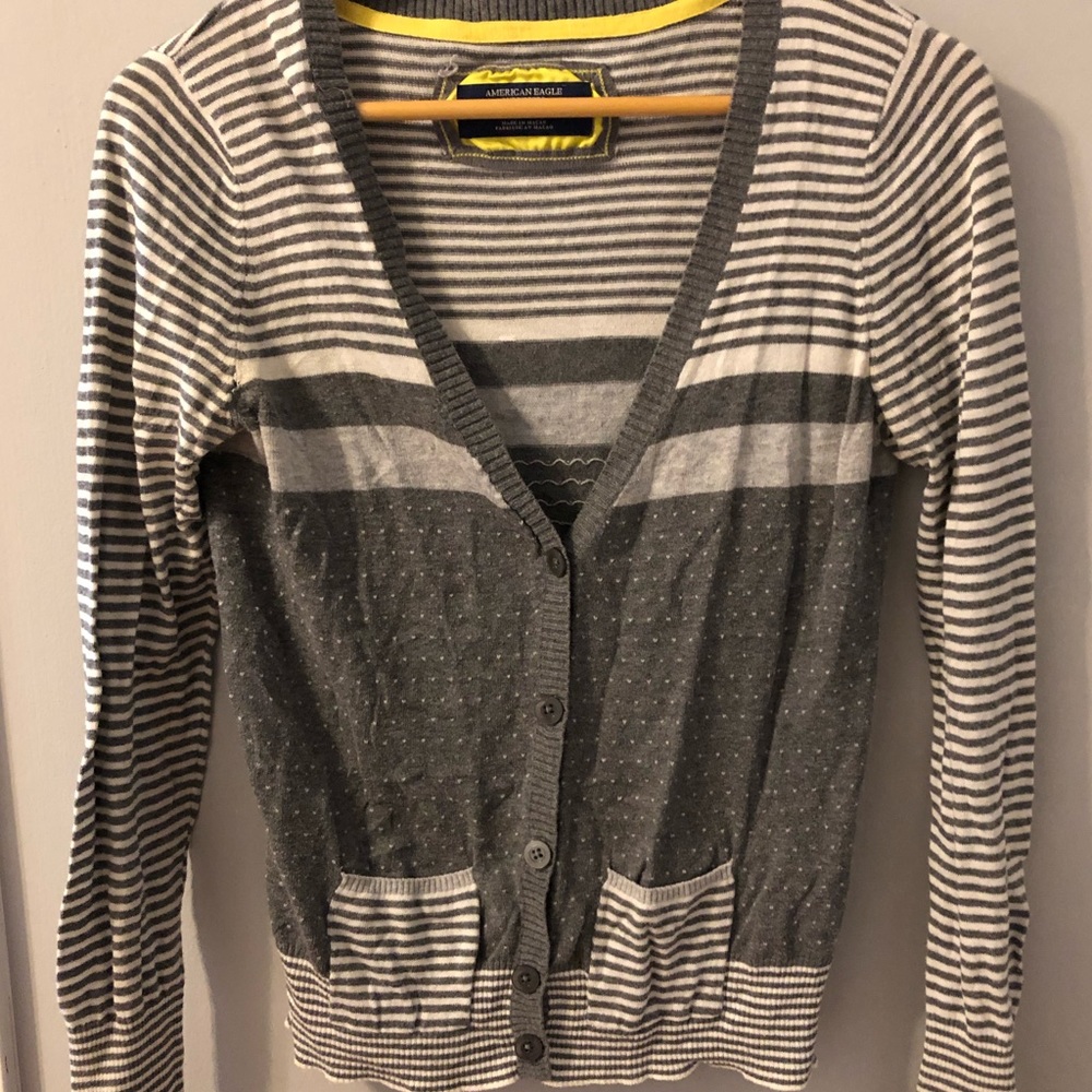 American Eagle Striped Dot Cardigan